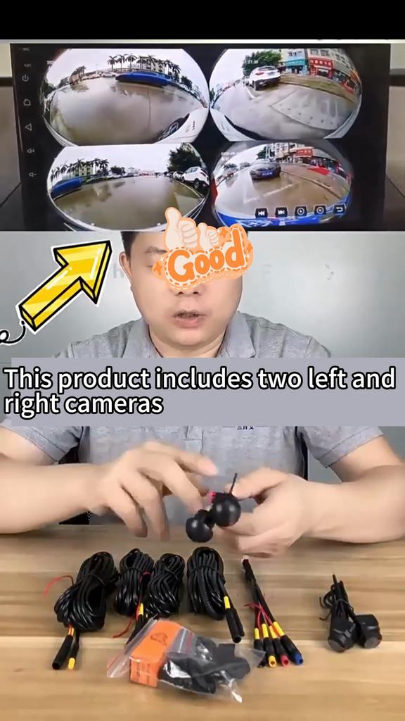 360-Grad-Autokamera, Panorama-Surround-Ansicht, 1080P, AHD, rechts + links + vorne + Rückfahrkamerasystem für Android, Autoradio, Nachtsicht