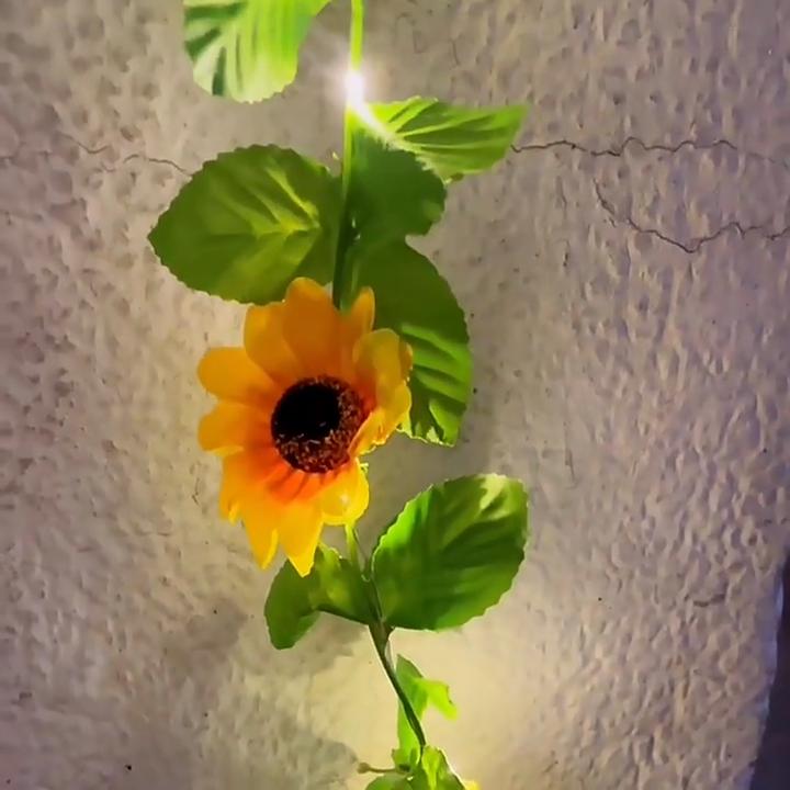 Solar Powered Sunflower String Lights Waterproof 16Ft 50 LED Fairy Lights Artificial Flower Floral Garland Light Decorations