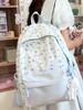 Cute Heart and Bow Print School Backpack with Front Pocket Top Handle Casual Daypack for Girls Students