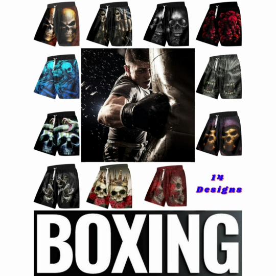 Skeleton Horror Skull Ghost Devil Demon Boxing Shorts Pants 3D Print Training Unisex Men Women Quick Dry Fitness Gym Sport Workout Casual Streetwear