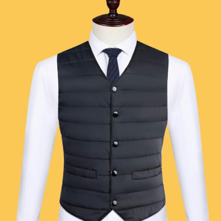Autumn Winter Down Cotton Men Coat Vest Fashion Button Cardigans Thicken Warm Solid V-Neck Casual Versatile Sleeveless Jackets