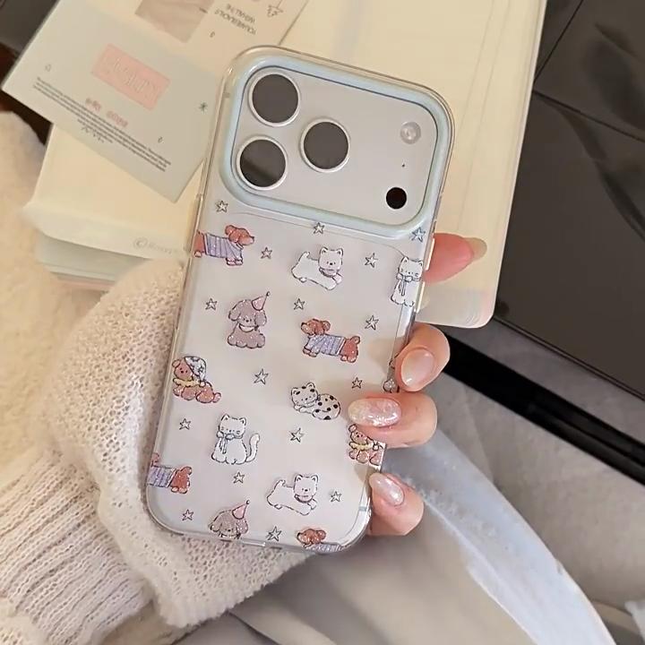 Cartoon Glitter Puppy Phone Case for iPhone 16, iPhone 17, and iPhone 17 Pro Max