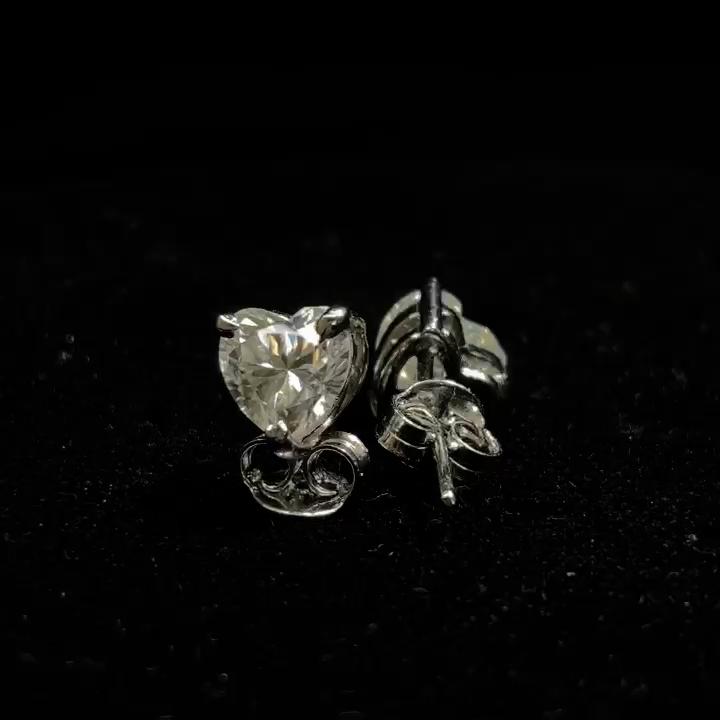 Perfect Heart Earring Pair 11 Ct CERTIFIED Synthetic White Moissanite Free Gift MY.ER-22-NS