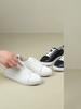 Women's Sneakers Genuine Leather Casual Round Toe Flat Sneakers Women Lace-up White Shoes Ladies