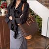 Skinn Skulder Underarm Bag Kvinner Stor Kapasitet Pendler Håndveske Trykt Tote Bag Set