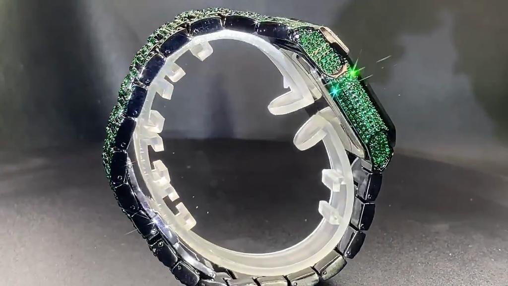 Watch For Men Luxury Gold Square Men's Wristwatch Alloy Strap Full Diamond Business Quartz Watch For Man Clock Gifts