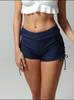 Pantaloncini da bagno da donna a vita alta con coulisse, Slip bikini elasticizzati tinta unita