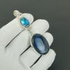 Labradorit Hänge, 925 Sterling Silver Handgjorda Smycken, Blå Topaz Silverhänge, Fest Smycken för Dam, Hänge Förlovningspresent