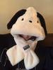 Cute Shiba Inu Long Ear Plush Winter Hat Scarf Set for Girls, Warm Two-Piece Cartoon Outfit