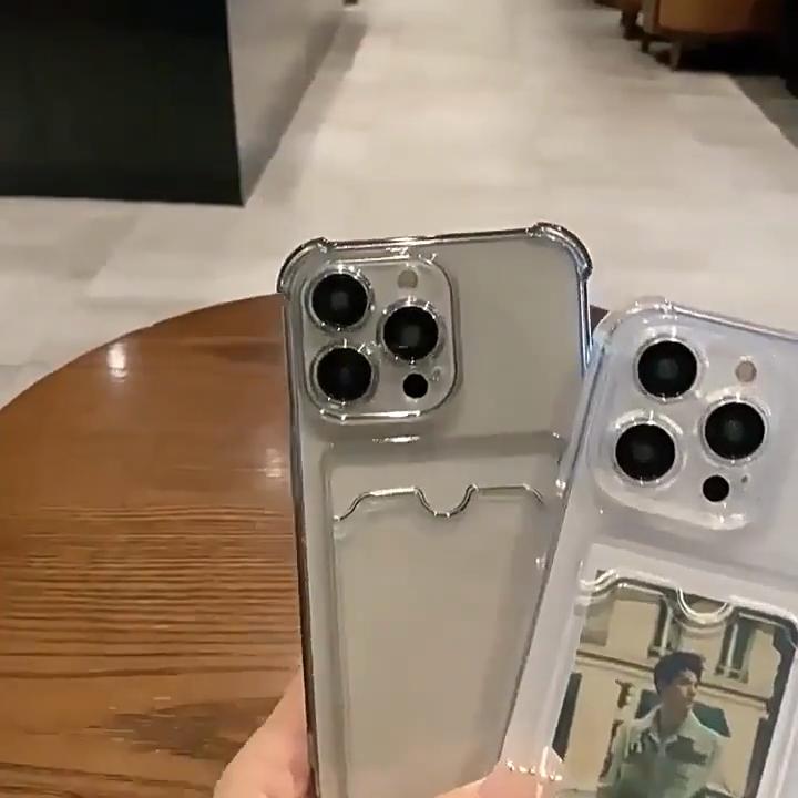 Luxusní měkké pouzdro na karty na telefon pro iPhone 16 15 14 13 12 11 Pro Max Mini X XS Max XR 7 8 Plus SE 2020 Průhledný kryt s nárazníkem
