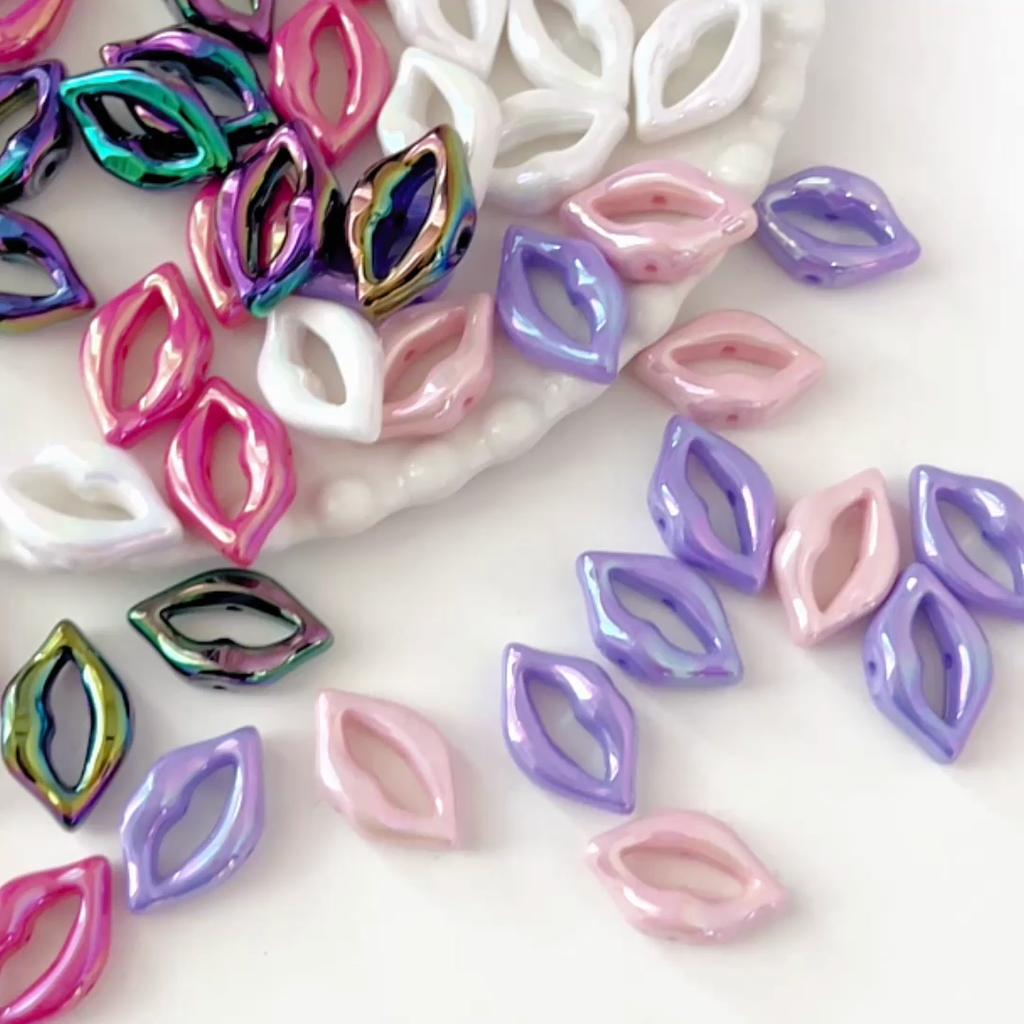 200Pcs Acrylic Beads Lip Charms Beads For DIY Bracelet Necklace Jewelry Making