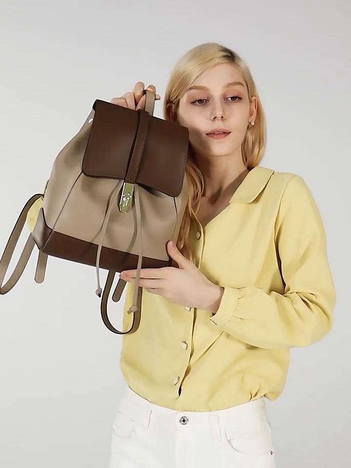 Johnature Fashion Backpack Female Large Capacity Cowhide Women Bag College Students Schoolbag Casual Travel Bags