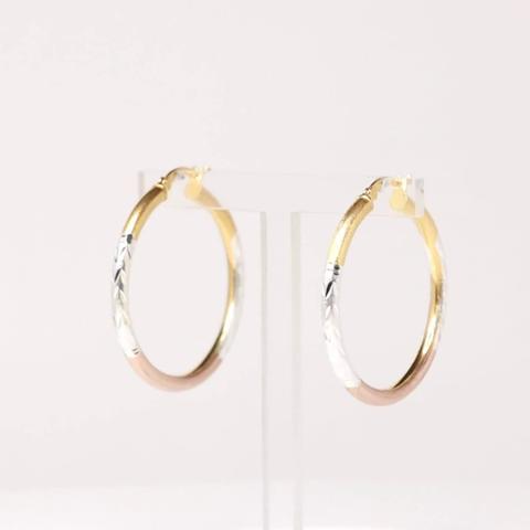 LeCalla S925 Sterling Silber Schmuck Dreifarbige Diamant-Creolen für Frauen und Mädchen