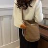 Woolen Large Capacity Bucket Bag For Women With Magnetic Closure And Inner Phone Pocket