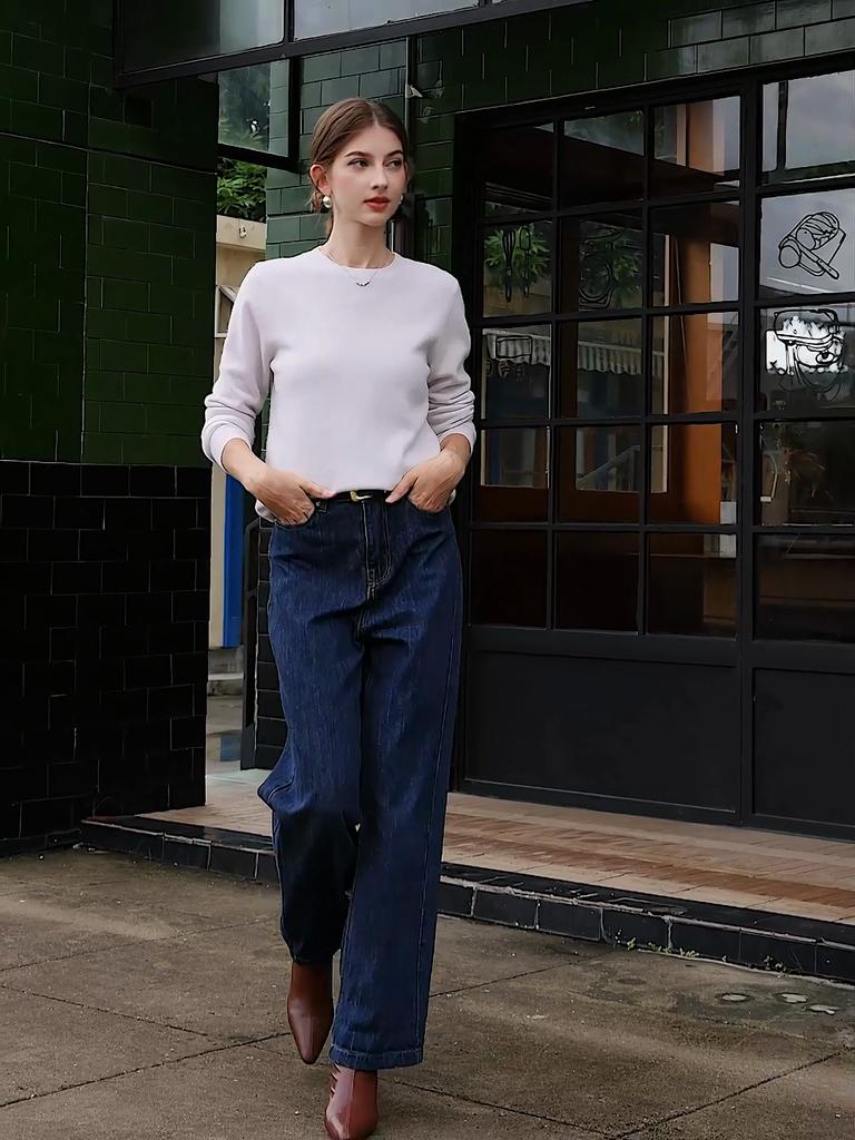 Women's cashmere sweater Qinghe cashmere 100% cashmere autumn and winter cashmere pullover soft and warm