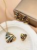 DIEYURO 316L Stainless Steel White Tiger Stripe Necklace Earrings Ring Suit For Women Girls New Party Gift Fashion Jewelry Set