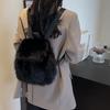 Yogodlns Plush Backpack Women Small Cute Drawstring Fluffy Bag Solid Color Soft Knapsack Winter Warm Faux Fur Shoulder Backpack
