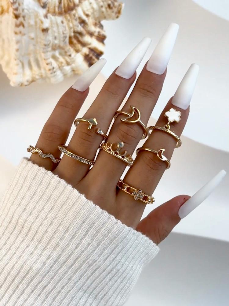 Cross Border Fashion Design Butterfly Opening Multi Joint Ring Set, Niche Elegant Heart Ring