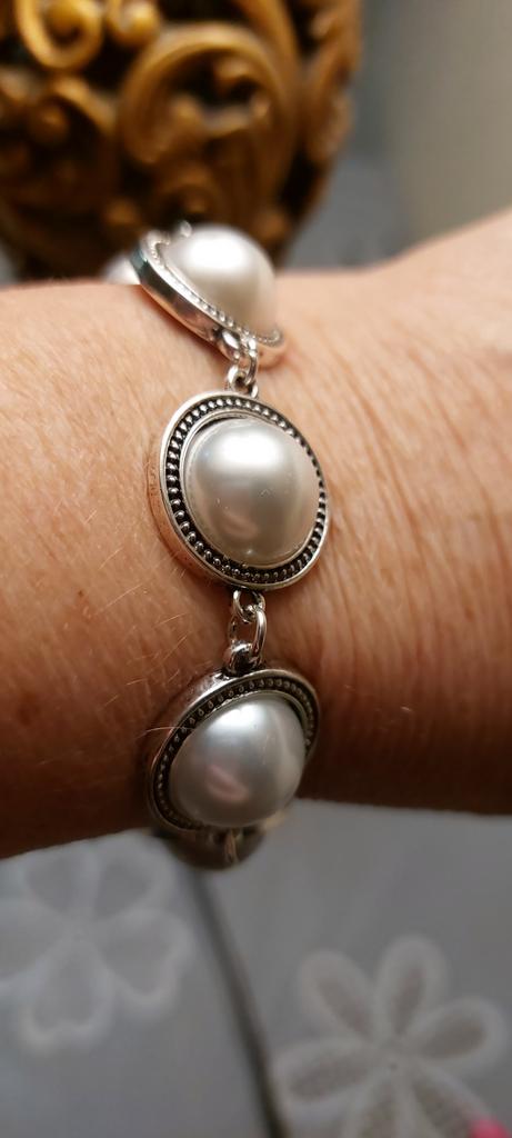 YERTTER Bracciale Rigido In Argento Con Perle E Strass - Stile Vintage Anni '20, Elasticizzato, Per Donna - 5