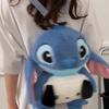 Stitch Plush Cartoon Backpack For Girls Soft Plush Material With Adjustable Straps For Casual Travel