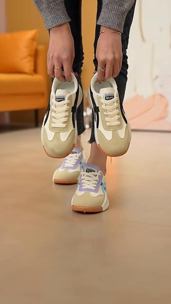 Women's Spring and Summer Sports Shoes Ladies' Korean Style Flat Lace Up Sneakers Student Girls' Casual Running Shoes