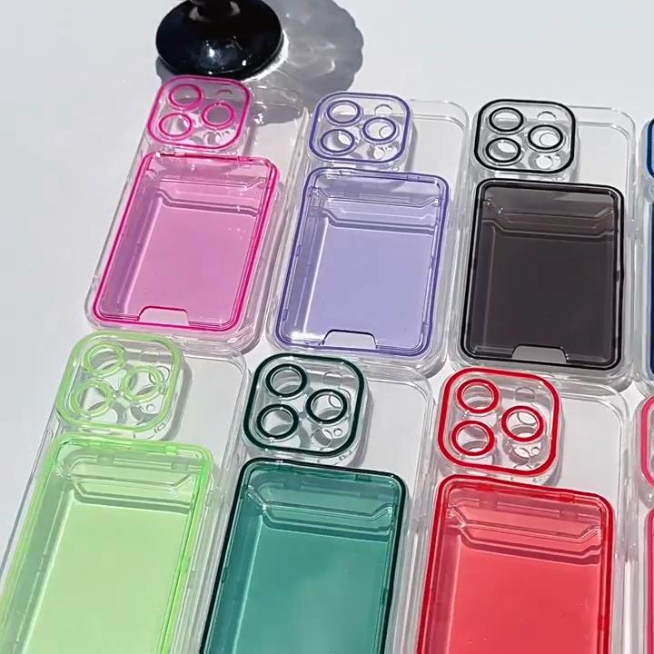 Luksusowy Portfel Etui na Karty Przezroczyste Etui do iPhone17 16 15 14 Plus 13 12 11 Pro Max Kieszonka na Zdjęcie Miękki Silikon Odporny na Wstrząsy Pokrowiec