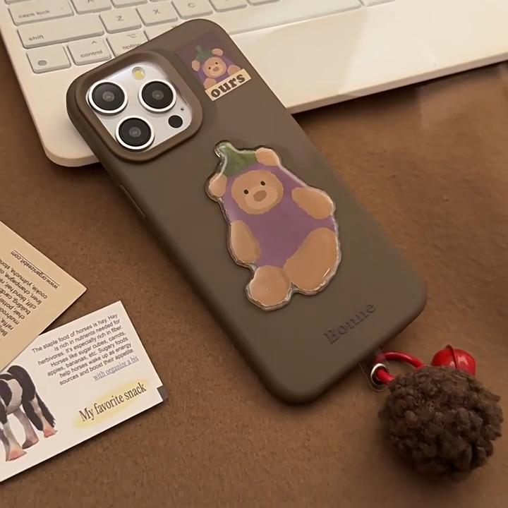 iPhone 16 15 14 Promax Case Compatible and Fits iPhone 13 12  Promax Cartoon Brown Pendant