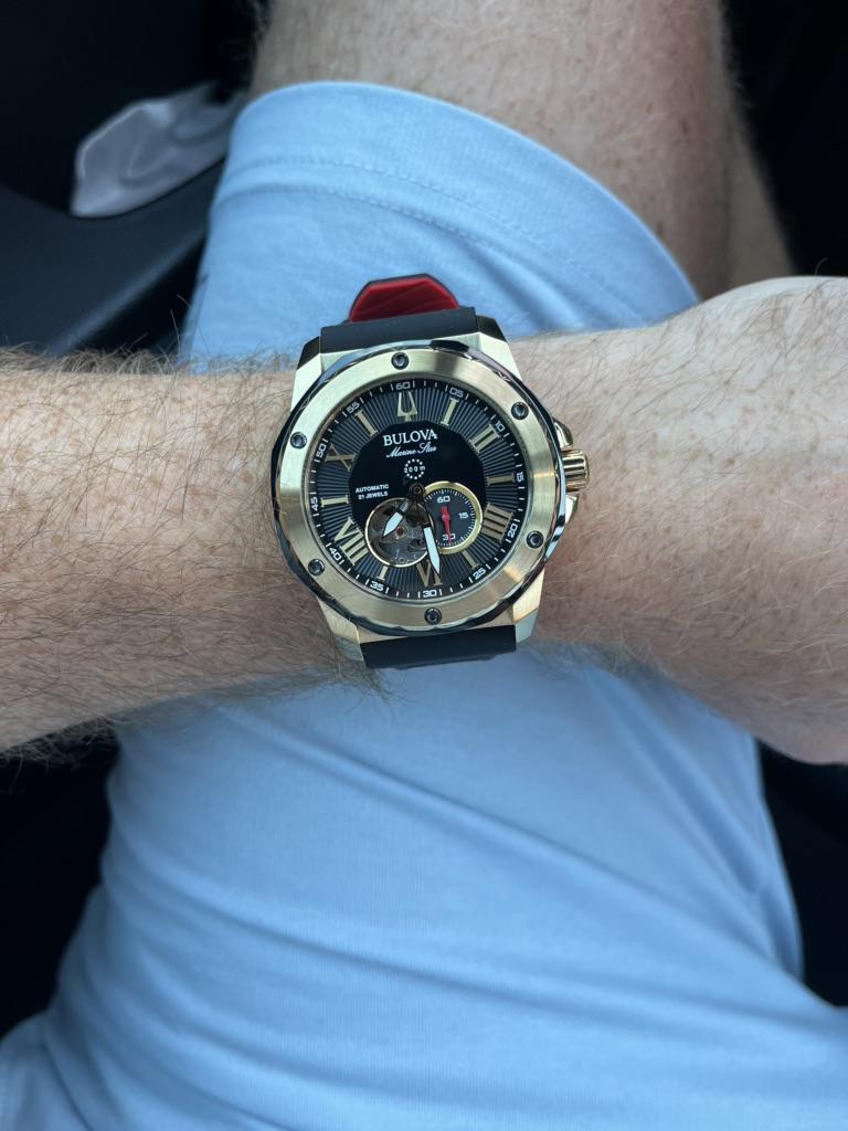 Bulova Orologio Automatico 98A272 - Movimento A Carica Automatica, Cassa 44mm Oro, Quadrante Nero, Cinturino In Silicone, Impermeabile 20 Bar, Regalo Con Garanzia 2 Anni - 2