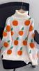2025 Autumn Winter Sweaters Pullover Cherry Pattern Long Sleeve Sweater Women Turtleneck Knitted Jumpers Sweater Mujer