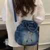 Embroidered Denim Bag Women's Shoulder Bag Cartoon Printed Crossbody Bag