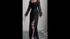 Women's Elegant Square Neck Bubble Long Sleeve Mesh Insert Jacquard Maxi Dress 3D Slimming A-Line Swing Long Dress