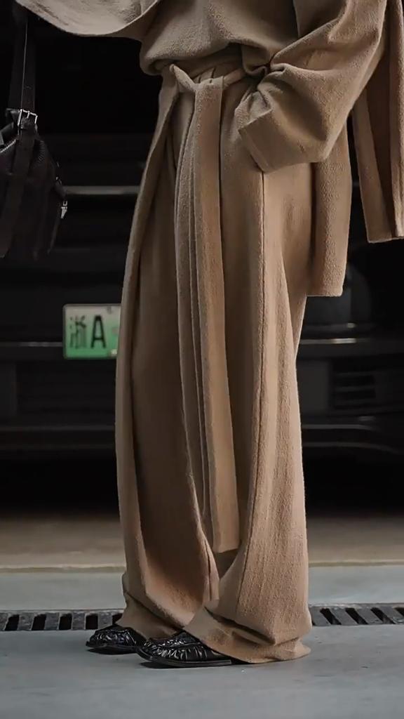 Johnature French-style Fashion Lace-up Wide-leg Pants Autumn Winter Casual Long Loose Lace-up Women Trousers