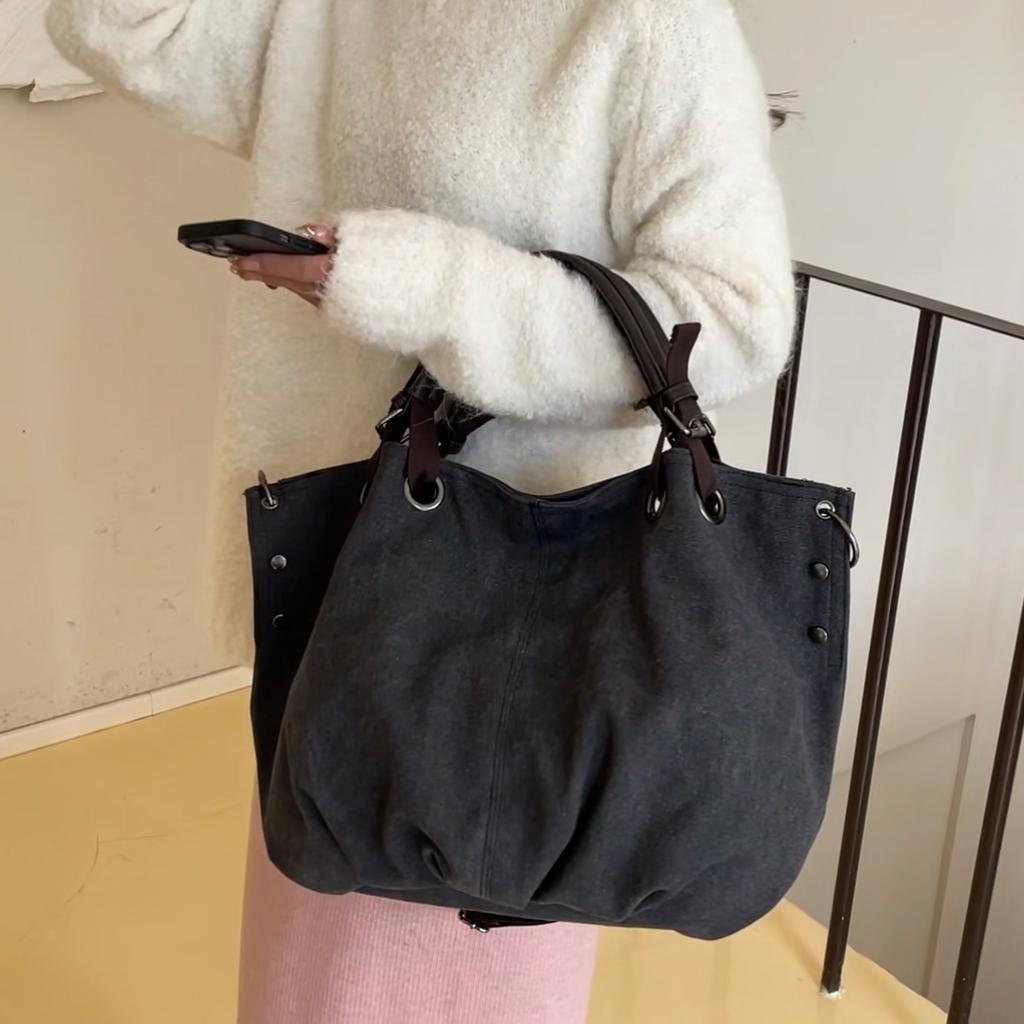 Bolso Mensajero Bolso de Lona Bolso Tote Bolsos de Mano para Hombre y Mujer para Desplazamiento Portátil de Hombro de Gran Capacidad Multifuncional Casual Retro