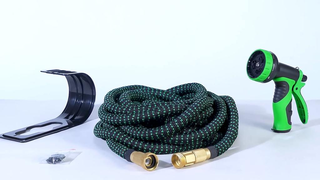 100/75/50/25 Foot Heavy-duty Garden Hose with 10 Function High-pressure Spray Nozzle, Copper Aluminum Joint, Leak Proof Design,durable Rubber Material