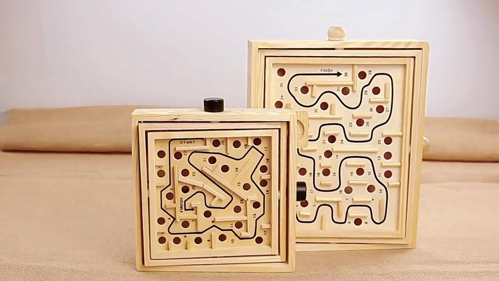 Holz Labyrinth Brett Stahlkugel Balanciert Labyrinth Brettspiel Pädagogisches Lernspielzeug Geschenk