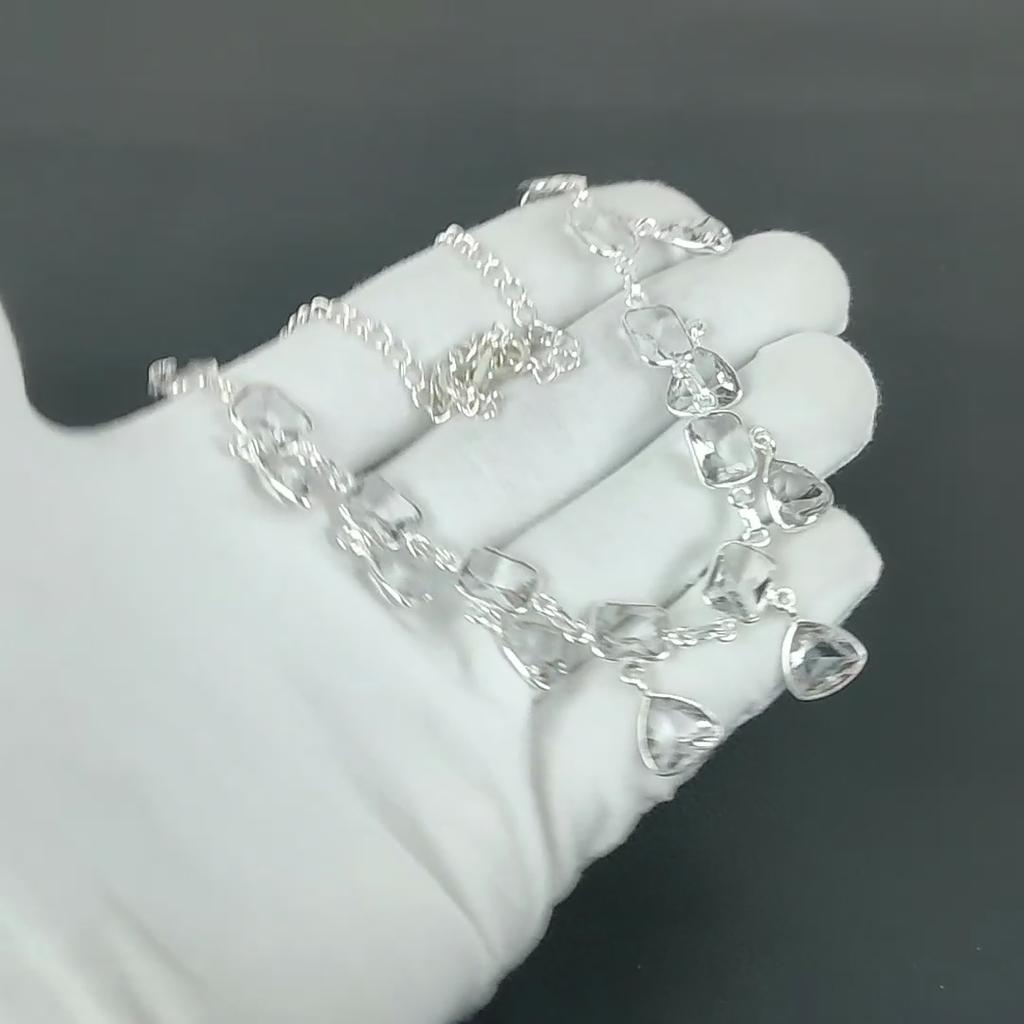 Weißer Topas Herz Edelstein Halskette 925 Sterling Silber Halskette Weißer Topas Halskette Böhmische Handgefertigte Silber Halskette Geschenk für Mutter