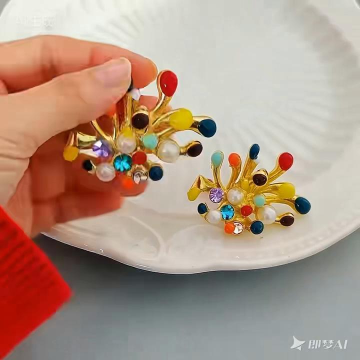 Exquisite Fireworks Modeling Stud Earrings Sparkling Colorful Rhinestone Oil Drop Earring Women Elegant Everyday Party Jewelry