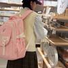 Large Capacity Backpack Solid Color Student Schoolbag for Girls