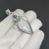 Natural Rainbow Moonstone Gemstone Silver Pendant In 925 Sterling Silver- Handmade Design, Everyday Wear Jewelry, Unique Blue Topaz Pendant