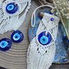 Turkish Evil Eye Macrame Wall Hanging Hand Woven Cotton Tassel Boho Decor