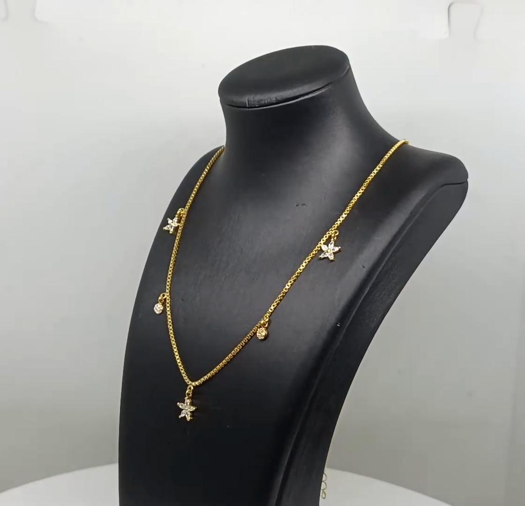 Star & Dot Charm Gold Vermeil Necklace -925 Sterling Silver