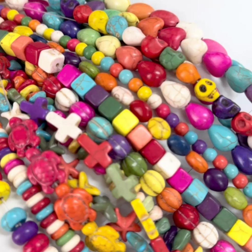 Synthetic Colour Turquoise Various Shapes of Colour Beads For Handmade Bracelet Necklace Keychain DIY Craft Jewelry Making Accessories