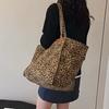 Yogodlns Genți de Umăr Canvas Vintage pentru Femei Leopard Capacitate Mare Design Casual Cumpărături Navetă Genți Tote