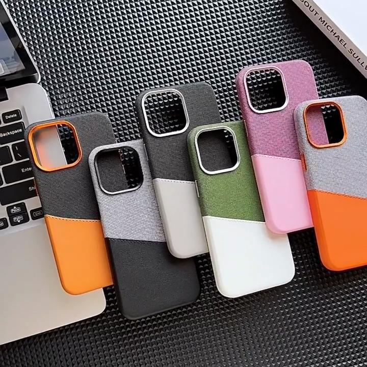 Card Holder MagSafe Leather Phone Case For iPhone 16 15Pro Max 13 14 Pro 12 Pocket Wireless Charging Alloy Lens Hit Color Cover