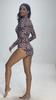 New leopard print long-sleeved swimsuit, European-style sexy cut-out one-piece surfing suit, figure-hugging girlie swimsuit