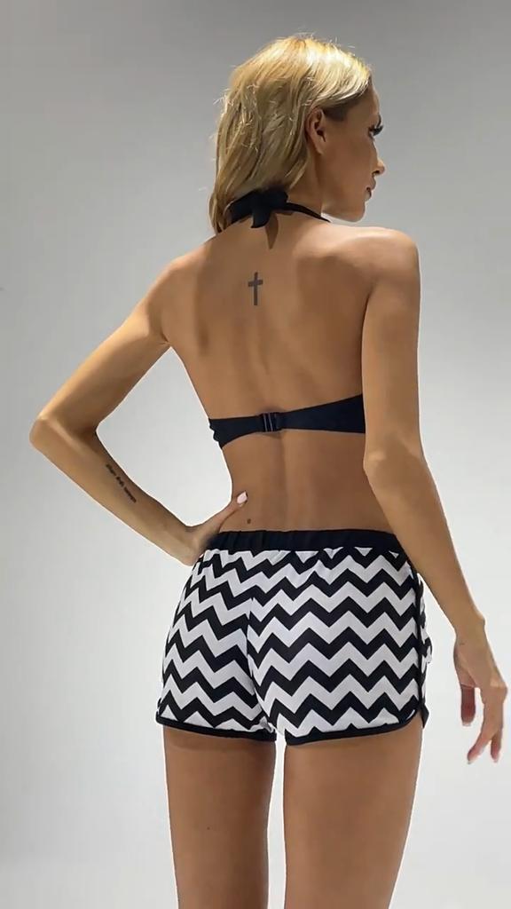 Backless Sexy Women's Swimsuit, European and American High-waisted Sexy Striped Two-piece Bikini Swimsuit