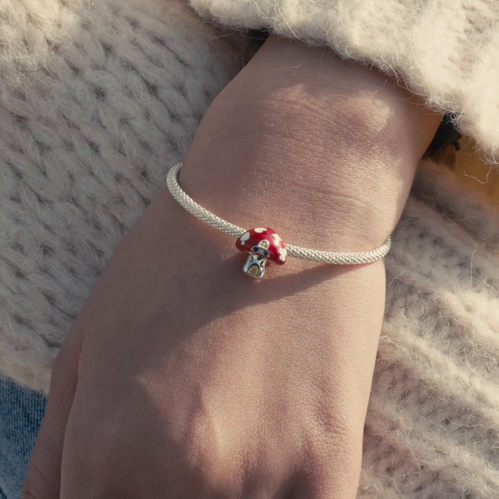 WOSTU Breloques en forme de champignon rouge en argent sterling 925 pour femme, adaptées aux bracelets originaux à faire soi-même, bijoux d'anniversaire, cadeaux