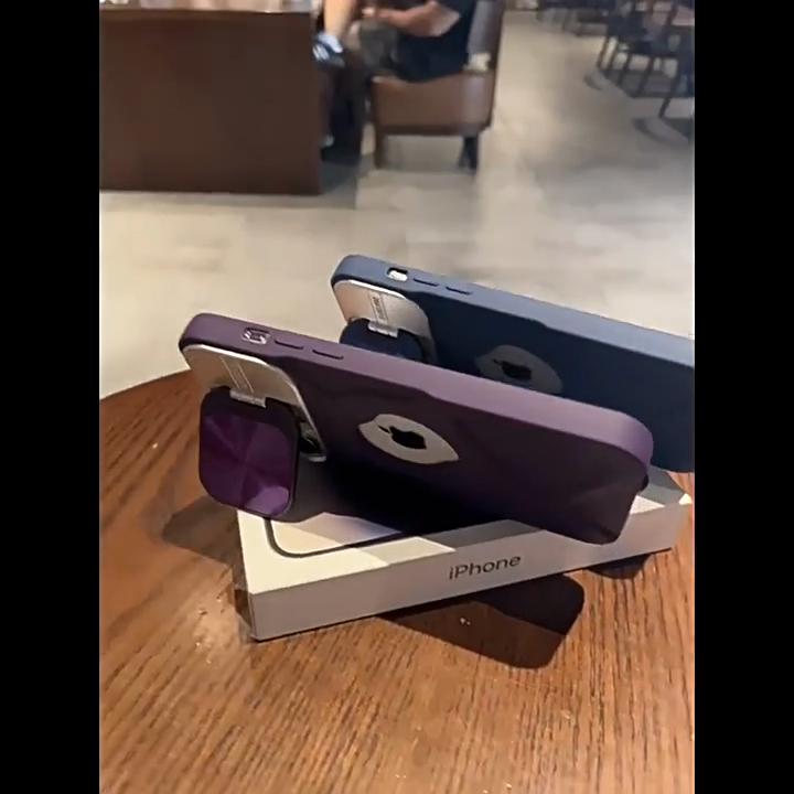 Fashion Logo Hole Magnetic Case for iPhone 11 12 13 14 15 16 Pro Max Plus Lens Protection Flip Stand Magsafe Silicone Soft Cover