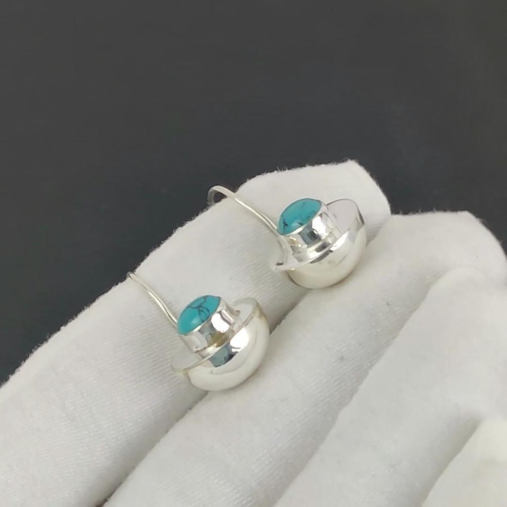 Natural Satnt Rosa Turquoise Gemstone Earrings, 925 Sterling Silver Earring, Handmade Boho Silver Jewelry Dangle Earrings, Women Day Gift