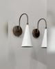 Brass Wall Sconce: Mid Century White Cone Lamp, Adjustable Diabolo Light